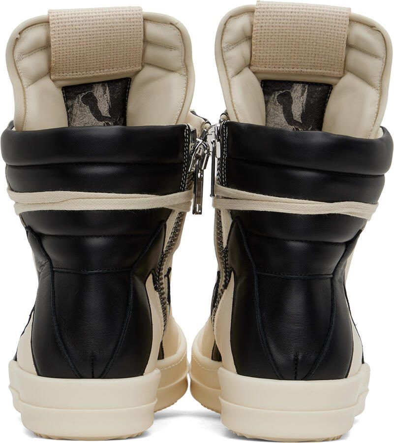 Rick Owens Off-White  Black Geobasket Sneakers