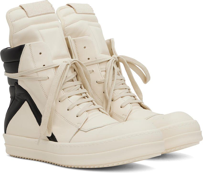 Rick Owens Off-White  Black Geobasket Sneakers - Picture 3