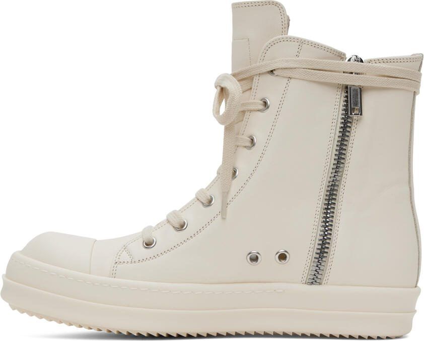 Rick Owens Off-White Leather Sneakers - Picture 3