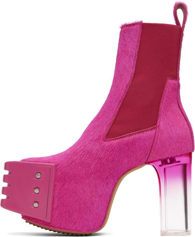 Rick Owens Pink Grilled Platform Chelsea Boots