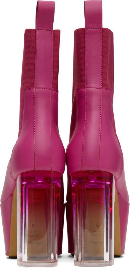 Rick Owens Pink Minimal Grill Platform Chelsea Boots - Picture 5