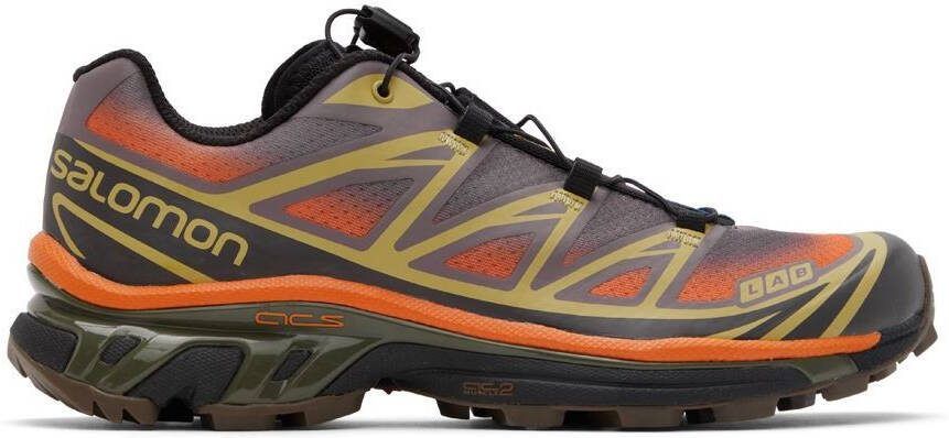 Salomon Orange  Purple XT-6 Skyline Sneakers - Picture 7