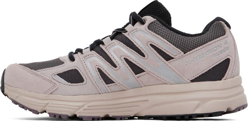 Salomon Taupe  Gray X-Mission 4 Suede Sneakers - Picture 3