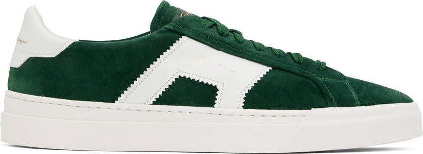 Santoni Green  White Double Buckle Sneakers - Picture 4