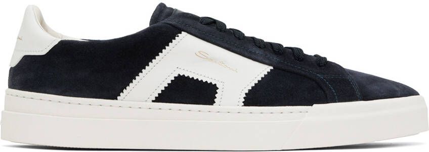 Santoni Navy  White Double Buckle Sneakers - Picture 4