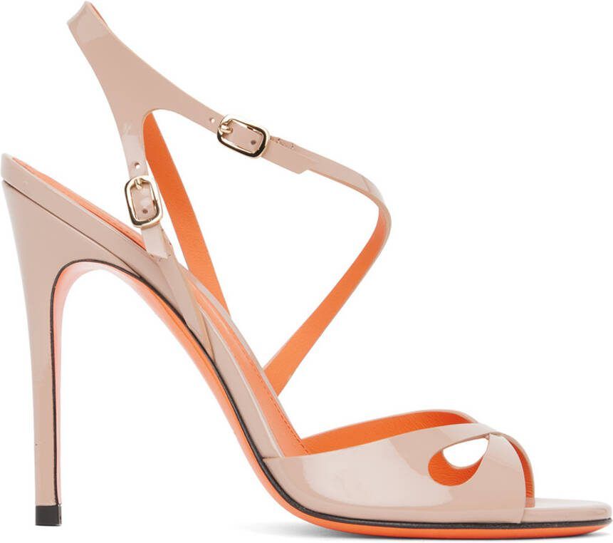 Santoni Pink Open Toe Heeled Sandals - Picture 4