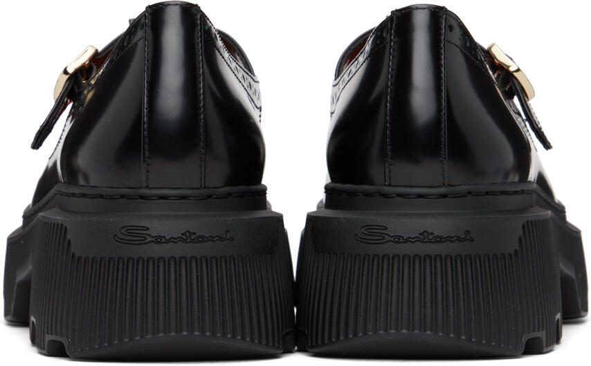Santoni Black Perforated Mary Jane Brogues