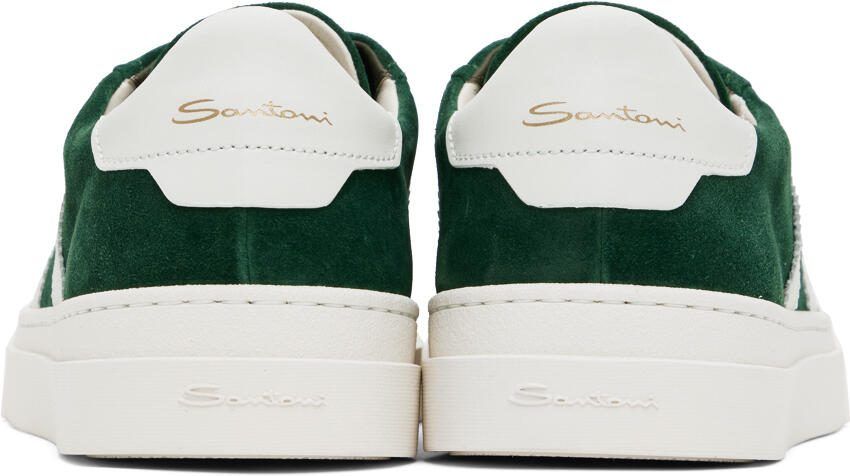 Santoni Green  White Double Buckle Sneakers