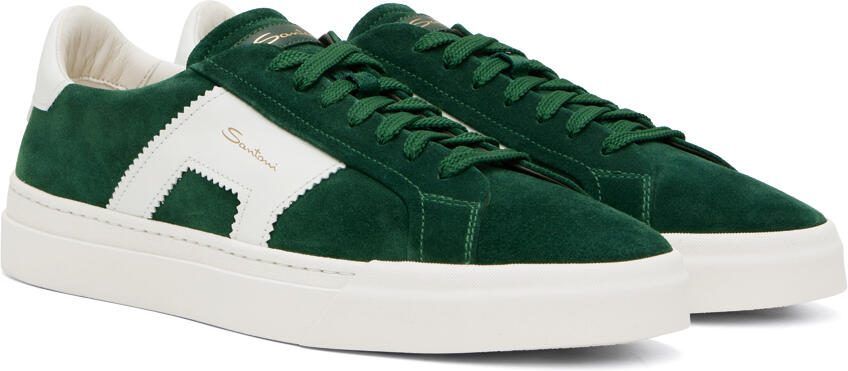 Santoni Green  White Double Buckle Sneakers - Picture 2