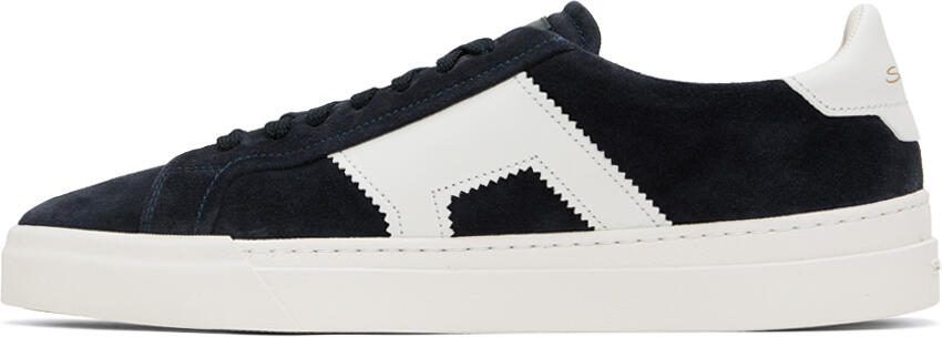 Santoni Navy  White Double Buckle Sneakers - Picture 3
