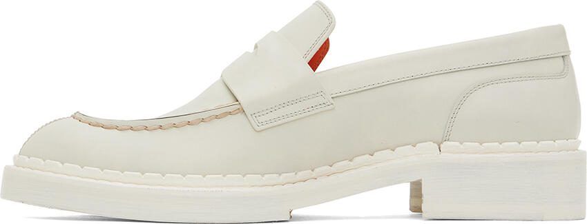 Santoni Off-White Leather Loafers - Picture 3
