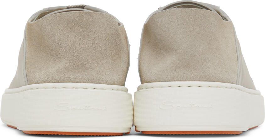 Santoni Taupe Buffed Leather Sneakers - Picture 2
