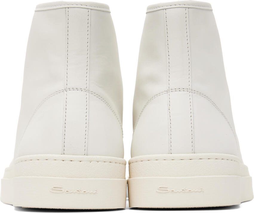 Santoni White Embossed High-Top Sneakers
