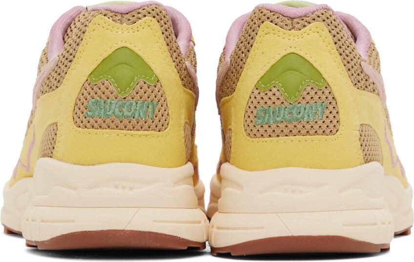 Saucony Yellow  Tan 3D Grid Hurricane Sneakers