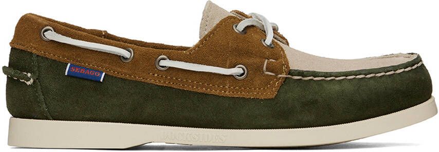 Sebago Green  Beige Portland Jib Boat Shoes - Picture 5