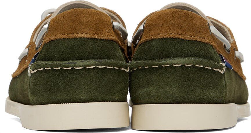 Sebago Green  Beige Portland Jib Boat Shoes