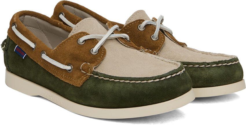 Sebago Green  Beige Portland Jib Boat Shoes - Picture 2