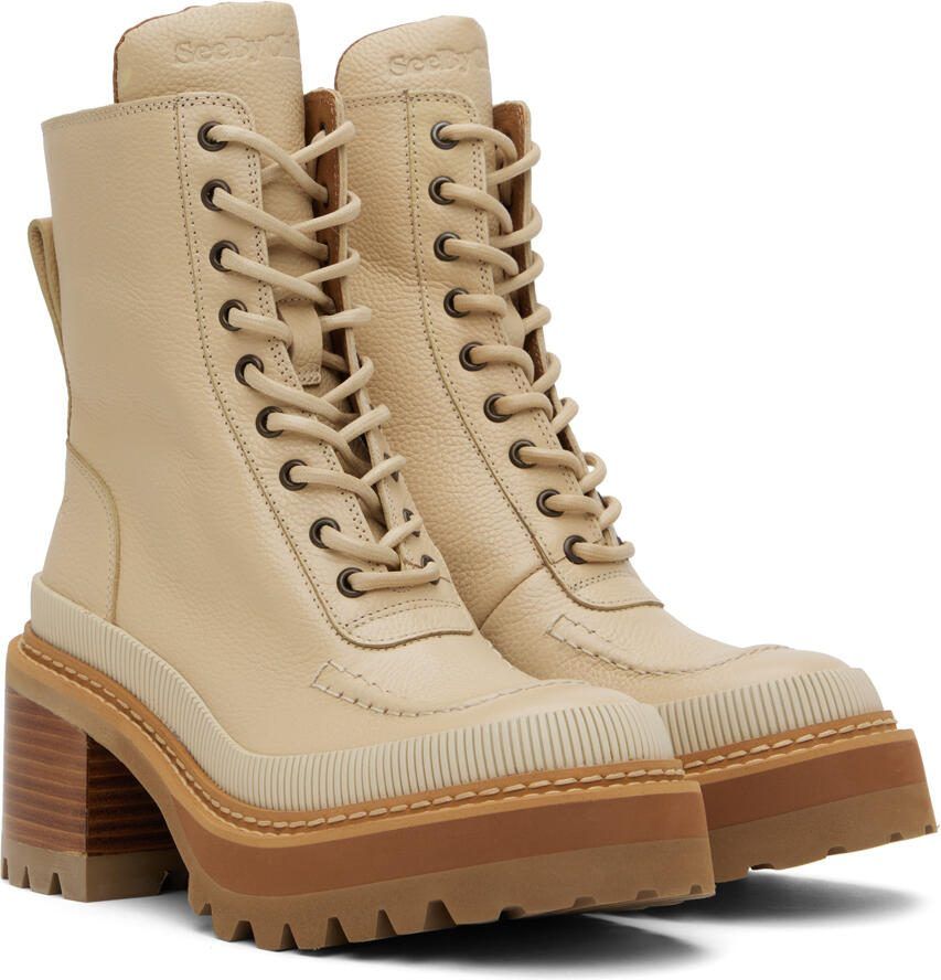 See by Chloé Beige Mahalia Ankle Boots
