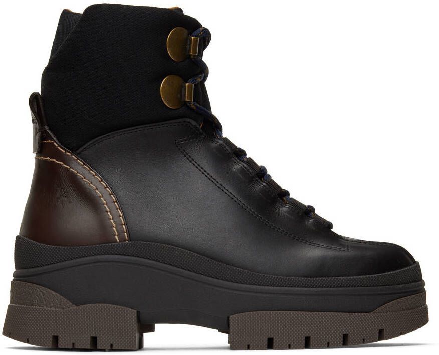 See by Chloé Black Cassidie Lace Up Ankle Boots - Picture 5