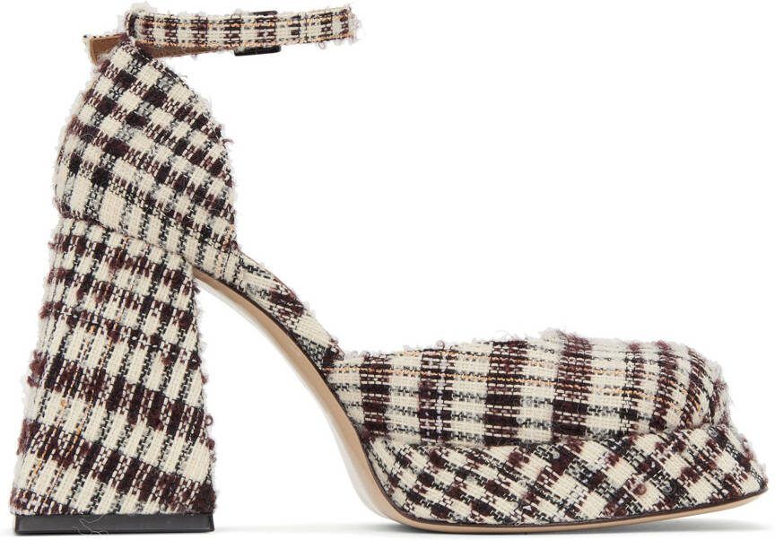 Shushu Tong Off-White  Burgundy Platform Heels