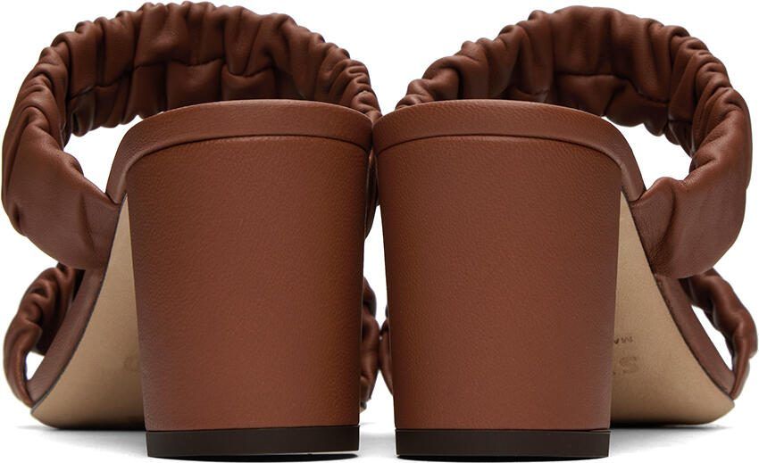 Staud Brown Frankie Ruched Sandals