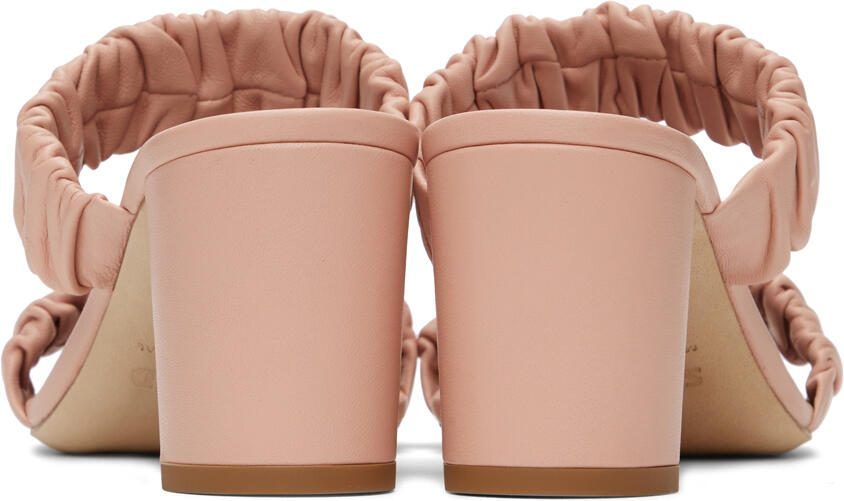 Staud Pink Ruched Frankie Sandals