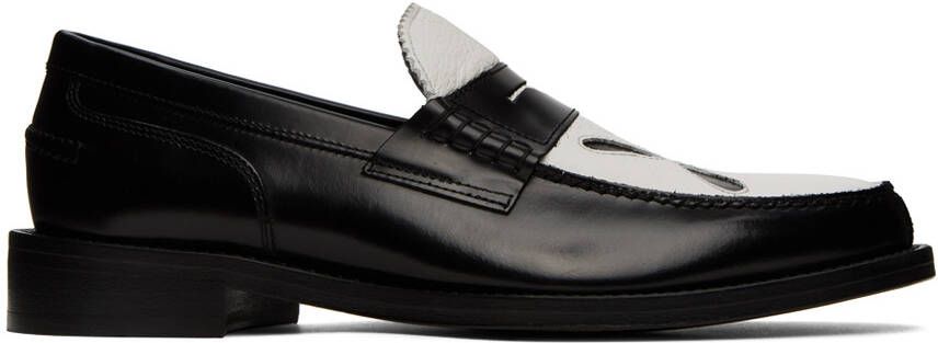 Stefan Cooke Black  White Slashed Loafers - Picture 5