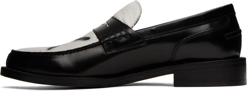 Stefan Cooke Black  White Slashed Loafers - Picture 3