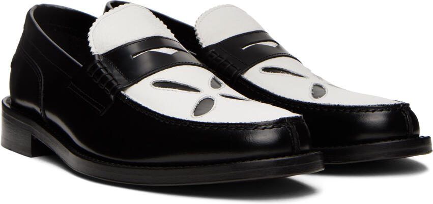 Stefan Cooke Black  White Slashed Loafers - Picture 2