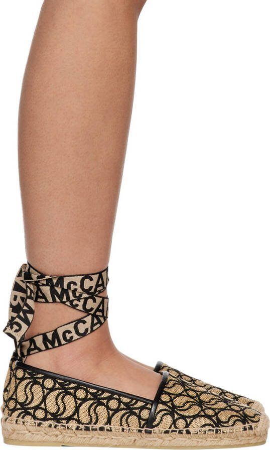 Stella McCartney Beige  Black Gaia Rafia Monogram Espadrilles - Picture 3