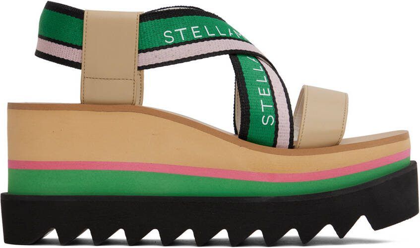 Stella McCartney Beige  Green Sneakelyse Platform Heeled Sandals - Picture 5