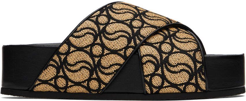 Stella McCartney Black  Beige Monogram Sandals - Picture 5