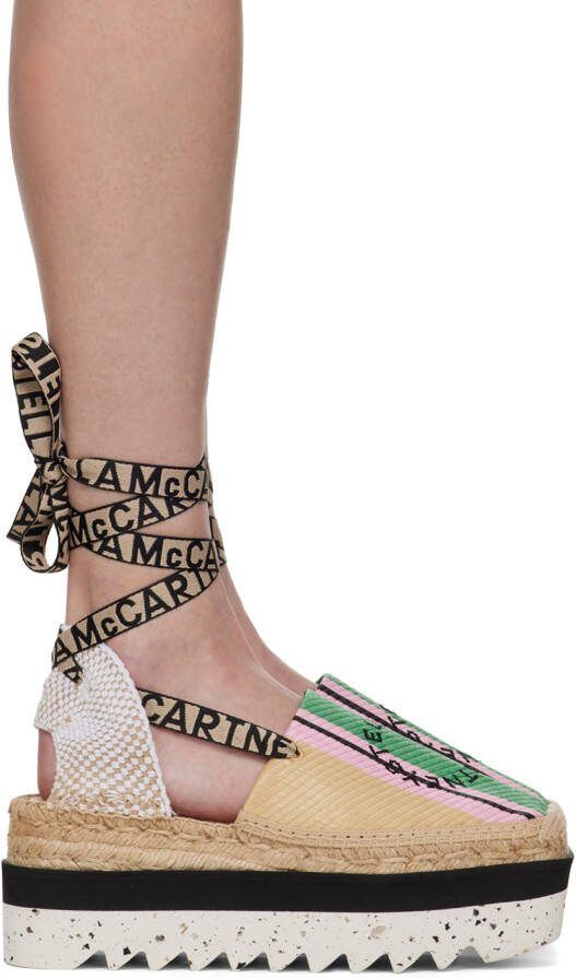 Stella McCartney Green  Beige Gaia Platform Espadrilles - Picture 5