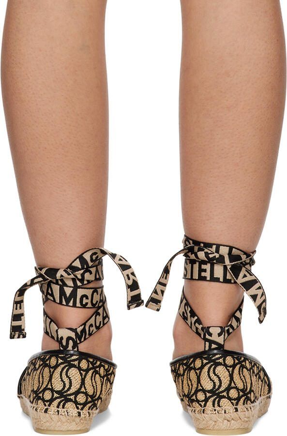 Stella McCartney Beige  Black Gaia Rafia Monogram Espadrilles - Picture 5