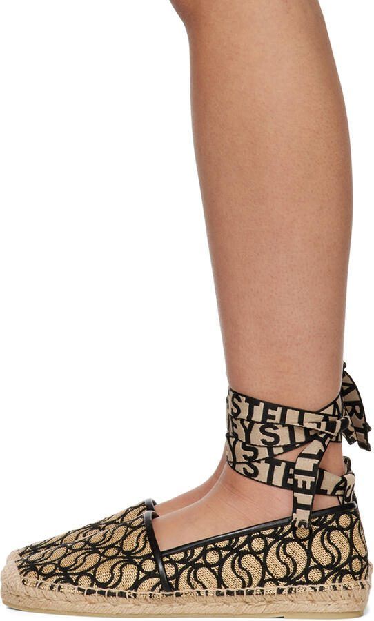 Stella McCartney Beige  Black Gaia Rafia Monogram Espadrilles