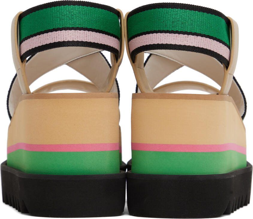 Stella McCartney Beige  Green Sneakelyse Platform Heeled Sandals