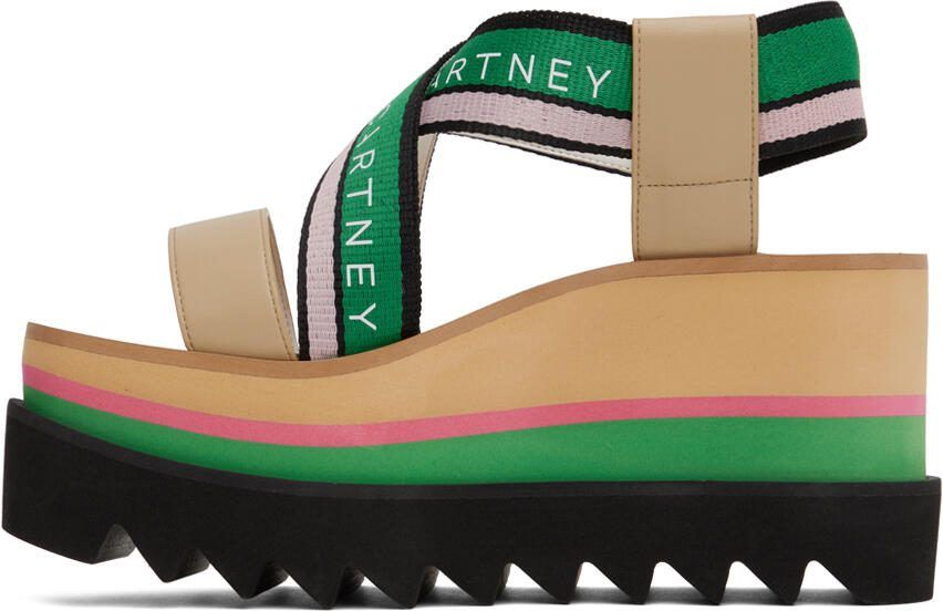 Stella McCartney Beige  Green Sneakelyse Platform Heeled Sandals - Picture 2