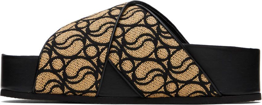Stella McCartney Black  Beige Monogram Sandals - Picture 3