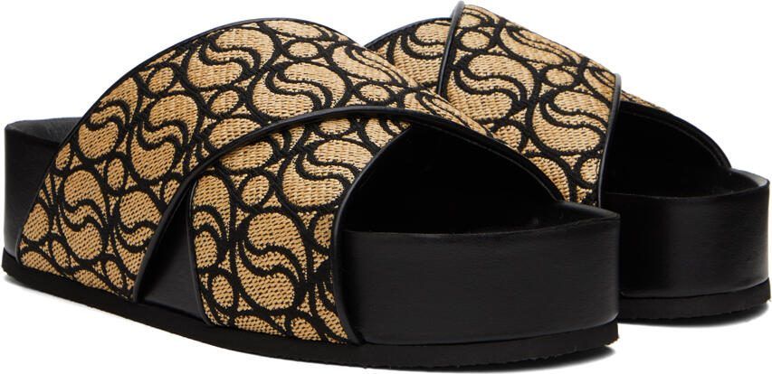 Stella McCartney Black  Beige Monogram Sandals - Picture 2