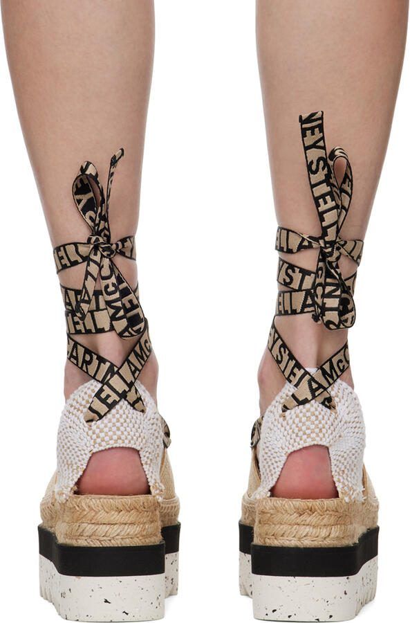 Stella McCartney Green  Beige Gaia Platform Espadrilles