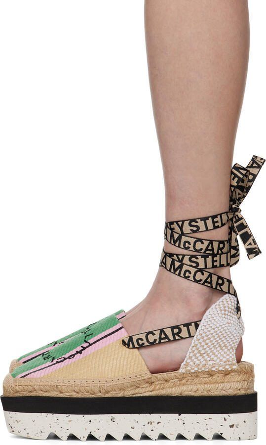 Stella McCartney Green  Beige Gaia Platform Espadrilles - Picture 3