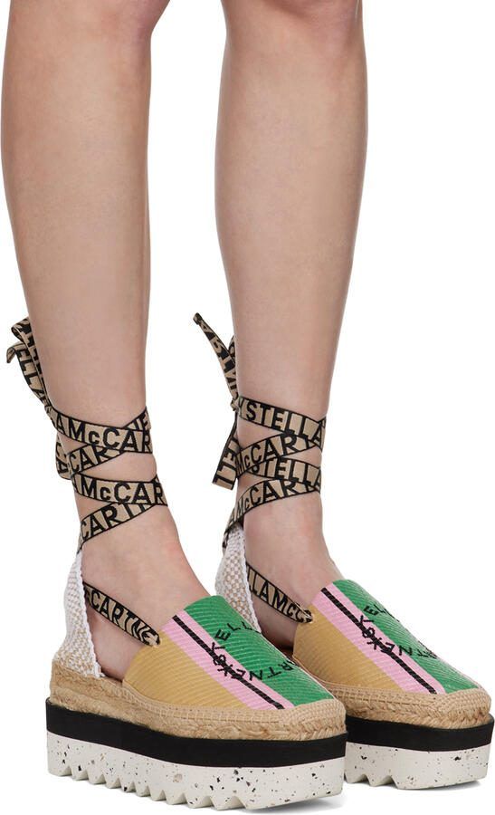 Stella McCartney Green  Beige Gaia Platform Espadrilles - Picture 2