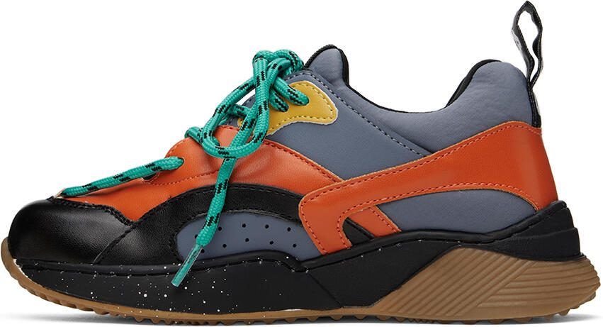 Stella McCartney Kids Grey  Orange Colorblock Sneakers - Picture 3