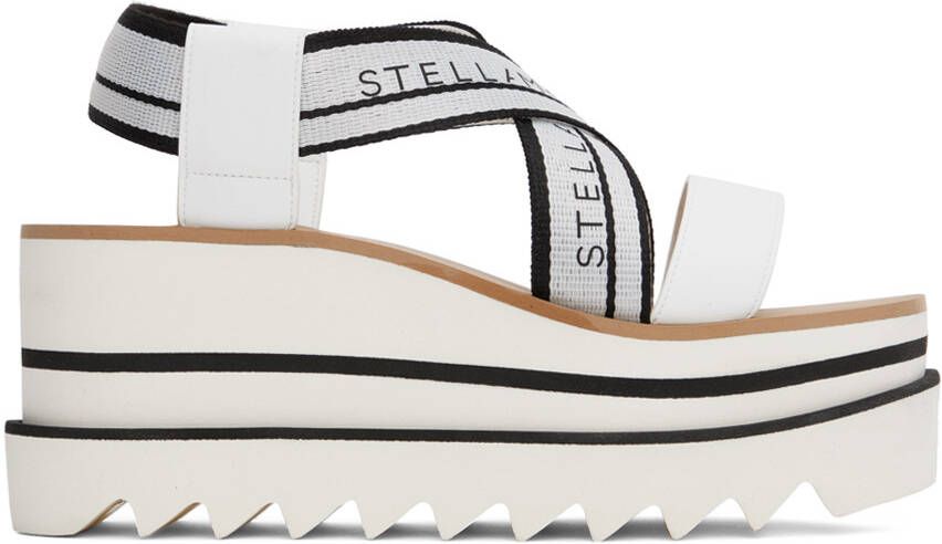 Stella McCartney White  Black Sneakelyse Platform Heeled Sandals - Picture 5