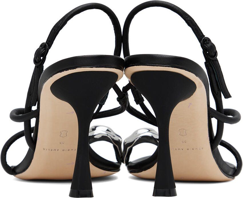 Studio Amelia Black Pebble Ring 90 Heeled Sandals
