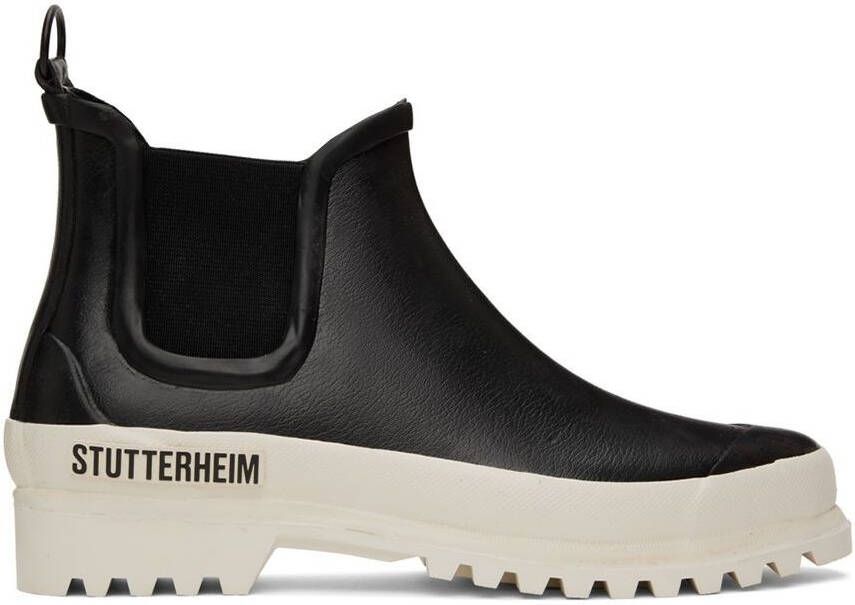Stutterheim Black  White Novesta Edition Rainwalker Chelsea Boots - Picture 4