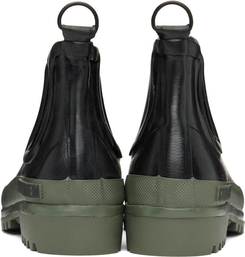 Stutterheim Black  Green Novesta Edition Rainwalker Chelsea Boots