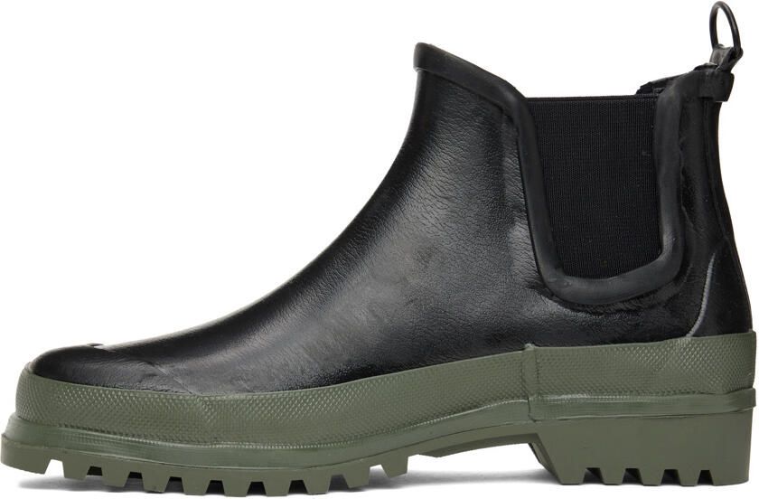 Stutterheim Black  Green Novesta Edition Rainwalker Chelsea Boots - Picture 3