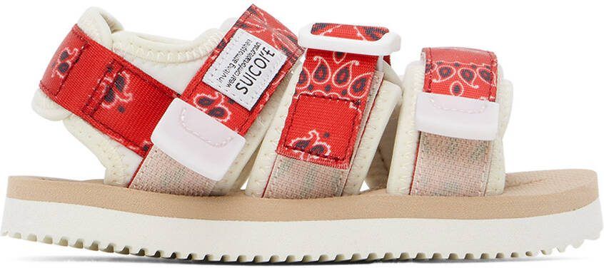 Suicoke Kids Beige  Red Moto Sandals