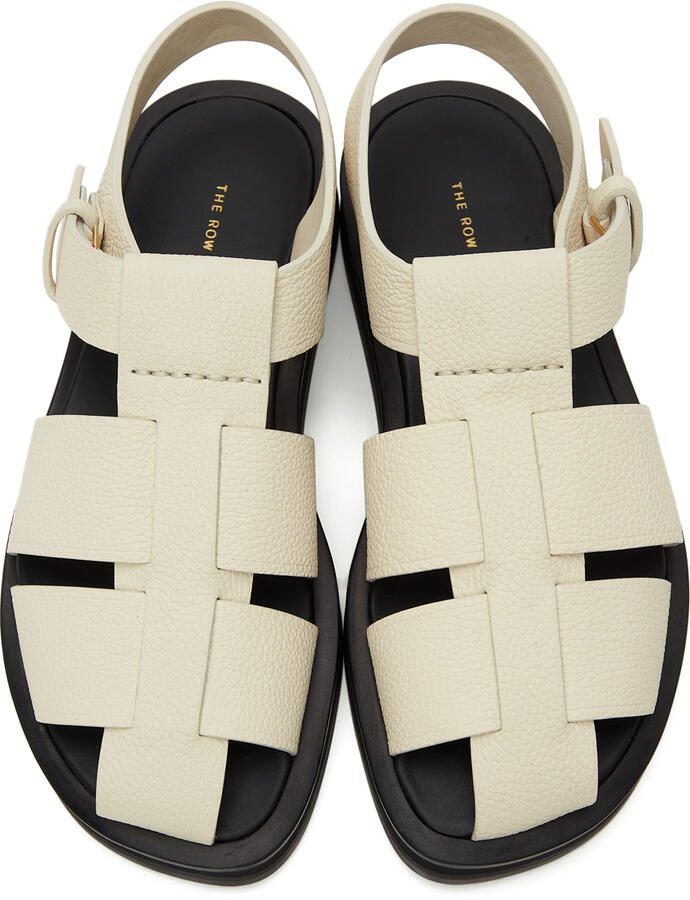 The Row Black Leather Fisherman Sandals